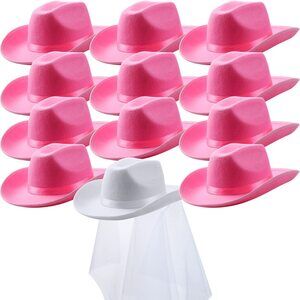 3494 12 Pcs Women Cowgirl Cowboy Hats Bachelorette For Bridal